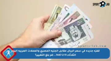 قفزة جديدة في سعر الريال مقابل الجنيه المصري والعملات العربية اليوم الثلاثاء 11-2-1447.. كم بلغ التغيير؟